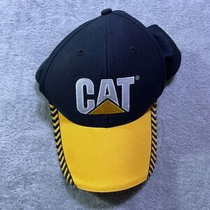 CAT Caterpillar Mining Black Yellow Logo Baseball Cap Hat Adjustable